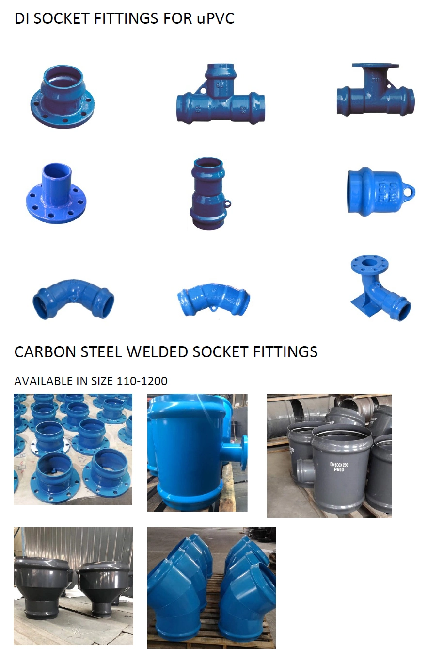 Flanged & Socketed Ductile Iron Fittings for PVC Pipe